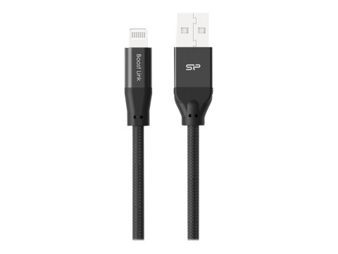 Silicon Power Boost Link PET LK35AL - Kabel Lightning - Lightning męski do USB męski - 1 m - ekranowana - czarny