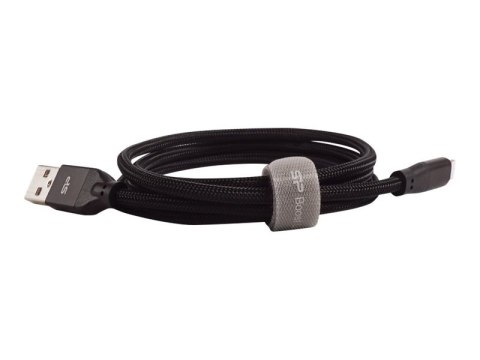 Silicon Power Boost Link PET LK35AL - Kabel Lightning - Lightning męski do USB męski - 1 m - ekranowana - czarny