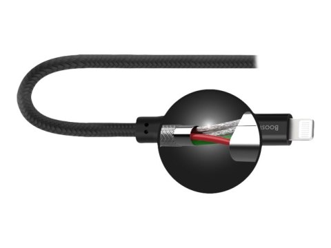 Silicon Power Boost Link PET LK35AL - Kabel Lightning - Lightning męski do USB męski - 1 m - ekranowana - czarny