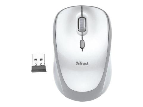 Trust Yvi - Mysz - prawo i leworęczna - optyczna - 4 przyciski - bezprzewodowa - 2.4 GHz - odbiornik bezprzewodowy USB - biały