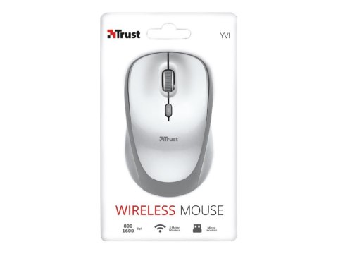 Trust Yvi - Mysz - prawo i leworęczna - optyczna - 4 przyciski - bezprzewodowa - 2.4 GHz - odbiornik bezprzewodowy USB - biały