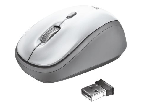 Trust Yvi - Mysz - prawo i leworęczna - optyczna - 4 przyciski - bezprzewodowa - 2.4 GHz - odbiornik bezprzewodowy USB - biały