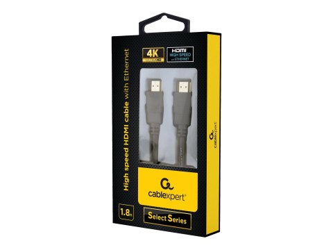 Cablexpert Select Series - Duża szybkość - kabel HDMI z Ethernet - HDMI męski do HDMI męski - 1.8 m - obsługa 4K, 1080p z obsług