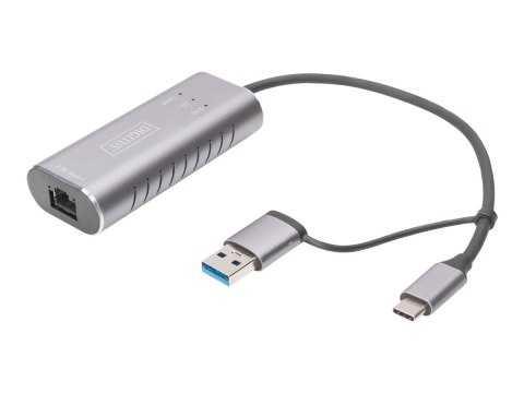 DIGITUS DN-3028 - Adapter sieciowy - USB-C / USB-A - 2.5GBase-T - szary