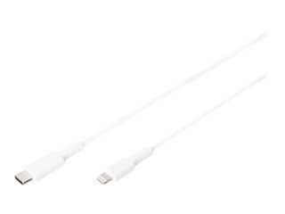 DIGITUS - Kabel Lightning - USB-C męski do Lightning męski - 1 m - podwójne ekranowanie - biały - odlewany, Power Delivery USB (