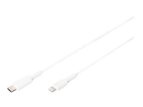DIGITUS - Kabel Lightning - USB-C męski do Lightning męski - 1 m - podwójne ekranowanie - biały - odlewany, Power Delivery USB (