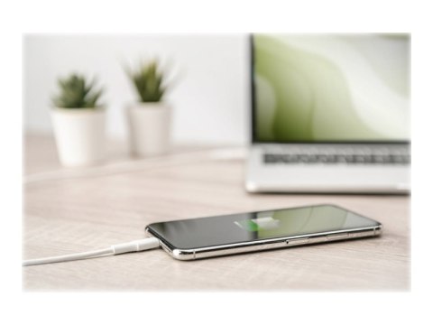 DIGITUS - Kabel Lightning - USB-C męski do Lightning męski - 1 m - podwójne ekranowanie - biały - odlewany, Power Delivery USB (