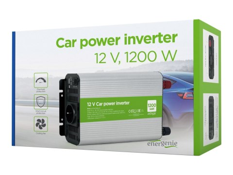 EnerGenie EG-PWC1200-01 - Inwerter DC na AC - DC 12 V - 1200 wat - złącza wyjściowe: 2