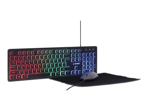 Gembird KBS-UML-01 - Klawiatura, mysz i podkładka (zestaw) - podświetlenie - USB - US - do sprzedaży detalicznej - kolorowe pude