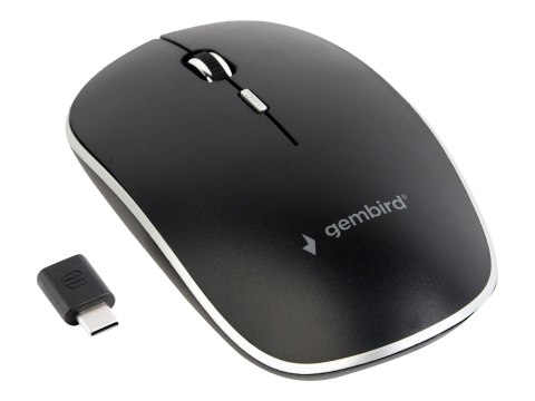 Gembird MUSW-4BSC-01 - Mysz - optyczna - 4 przyciski - bezprzewodowa - 2.4 GHz - odbiornik bezprzewodowy USB-C - czarny - bliste