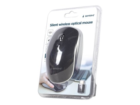 Gembird MUSW-4BSC-01 - Mysz - optyczna - 4 przyciski - bezprzewodowa - 2.4 GHz - odbiornik bezprzewodowy USB-C - czarny - bliste