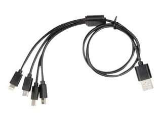 IBOX - Kabel USB - USB (M) do mini USB typ B, Micro-USB Typ B, Lightning, USB-C (M) - 2 A - 60 cm - czarny