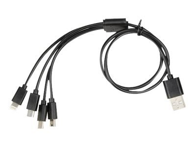 IBOX - Kabel USB - USB (M) do mini USB typ B, Micro-USB Typ B, Lightning, USB-C (M) - 2 A - 60 cm - czarny