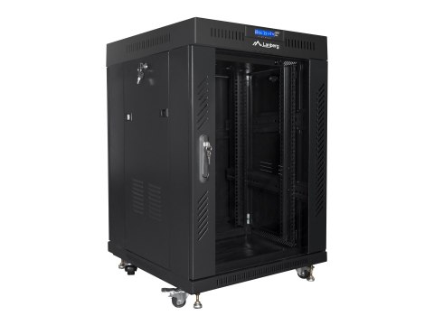Lanberg - Stojak szafa - z wyświetlacz, 2 wentylatory chłodzące - czarny, RAL 9004 - 15U - 19"