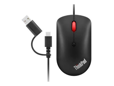 Lenovo ThinkPad Compact - Mysz - prawo i leworęczna - optyczna - 4 przyciski - przewodowa - USB, USB-C - kruczo-czarny - OEM - d