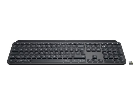 Logitech MX Keys - Klawiatura - podświetlenie - bezprzewodowa - Bluetooth, 2.4 GHz - QWERTY - Międzynarodowy USA - grafitowy