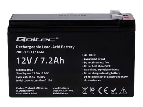 Qoltec - Bateria do UPSa - 1 x bateria - kwasowo-ołowiowy - 7.2 Ah
