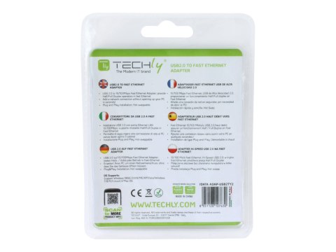 TECHly - Adapter sieciowy - USB 2.0 - 10/100 Ethernet x 1 - biały