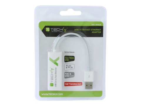 TECHly - Adapter sieciowy - USB 2.0 - 10/100 Ethernet x 1 - biały