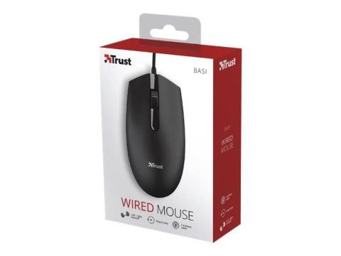Trust Basi - Mysz - prawo i leworęczna - optyczna - 3 przyciski - przewodowa - USB 2.0