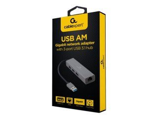 Cablexpert - Koncentrator - 3 x SuperSpeed USB 3.0 + 1 x 10/100/1000 - stacjonarny