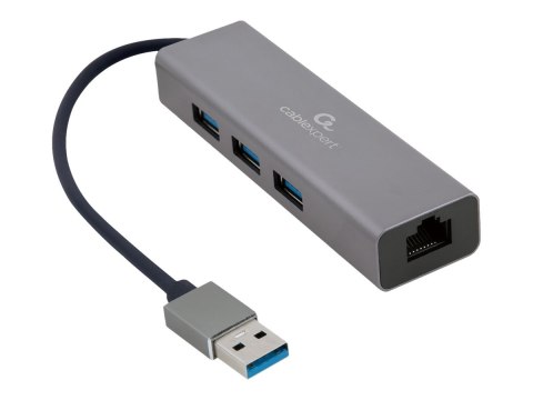 Cablexpert - Koncentrator - 3 x SuperSpeed USB 3.0 + 1 x 10/100/1000 - stacjonarny