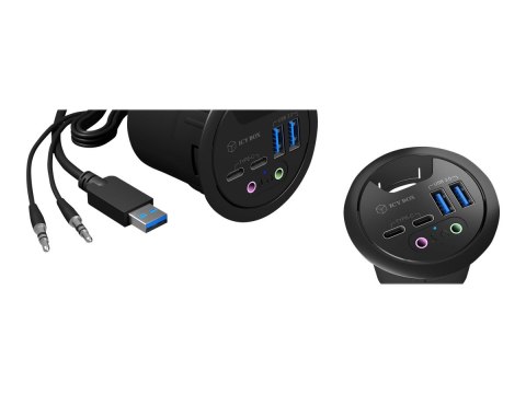 ICY BOX IB-HUB1403B - Koncentrator - 2 x SuperSpeed USB 3.0 + 2 x USB-C - montaż podtynkowy