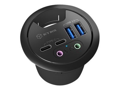 ICY BOX IB-HUB1403B - Koncentrator - 2 x SuperSpeed USB 3.0 + 2 x USB-C - montaż podtynkowy
