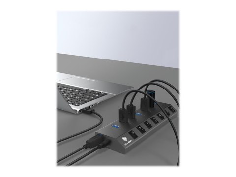 ICY BOX IB-HUB1701-C3 - Koncentrator - 7 x SuperSpeed USB 3.0 - stacjonarny