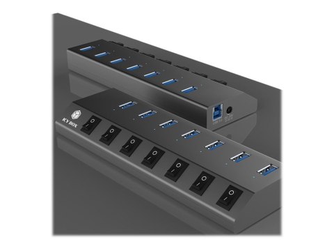ICY BOX IB-HUB1701-C3 - Koncentrator - 7 x SuperSpeed USB 3.0 - stacjonarny