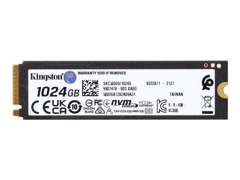 Kingston KC3000 - SSD - 1024 GB - wewnętrzny - M.2 2280 - PCIe 4.0 (NVMe) - dla Intel Next Unit of Computing 12 Pro Kit - NUC12W