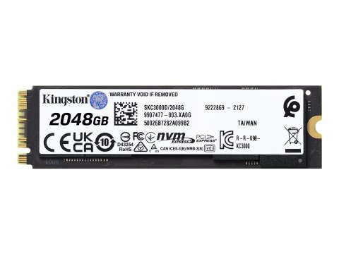 Kingston KC3000 - SSD - 2048 GB - wewnętrzny - M.2 2280 - PCIe 4.0 (NVMe) - dla Intel Next Unit of Computing 12 Pro Kit - NUC12W
