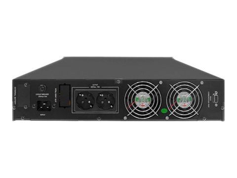 Qoltec - UPS (montowany w stojaku) - AC 115-300 V - 2400 wat - 3000 VA - 7 Ah - RS-232 - złącza wyjściowe: 2 - czarny