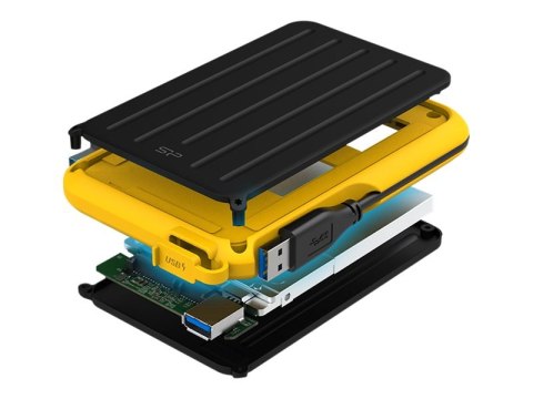 SILICON POWER Armor A66 - Dysk twardy - 1 TB - zewnętrzny (przenośne) - 2,5" - USB 3.2 Gen 1 - żółty