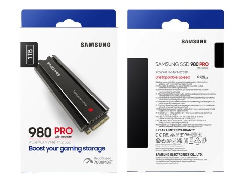 Samsung 980 PRO MZ-V8P1T0CW - SSD - zaszyfrowany - 1 TB - wewnętrzny - M.2 2280 - PCIe 4.0 x4 (NVMe) - bufor: 1 GB - 256 bitów A
