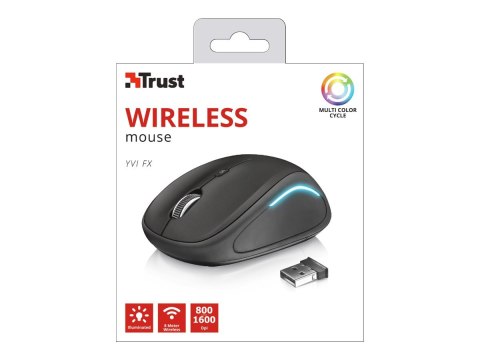 Trust Yvi FX - Mysz - prawo i leworęczna - optyczna - 4 przyciski - bezprzewodowa - 2.4 GHz - odbiornik bezprzewodowy USB - czar
