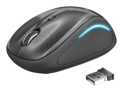Trust Yvi FX - Mysz - prawo i leworęczna - optyczna - 4 przyciski - bezprzewodowa - 2.4 GHz - odbiornik bezprzewodowy USB - czar