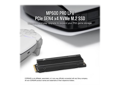 CORSAIR MP600 PRO LPX - SSD - 2 TB - wewnętrzny - M.2 2280 - PCIe 4.0 x4 (NVMe) - 256 bitów AES - radiator zintegrowany