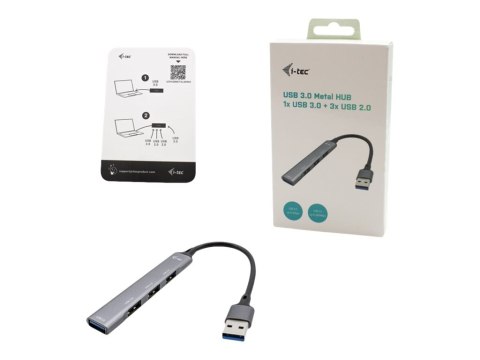 I-Tec USB 3.0 Metal HUB - Koncentrator - 1 x SuperSpeed USB 3.0 + 3 x USB 2.0 - stacjonarny