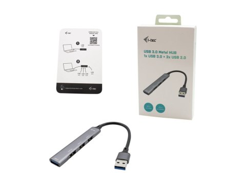 I-Tec USB 3.0 Metal HUB - Koncentrator - 1 x SuperSpeed USB 3.0 + 3 x USB 2.0 - stacjonarny