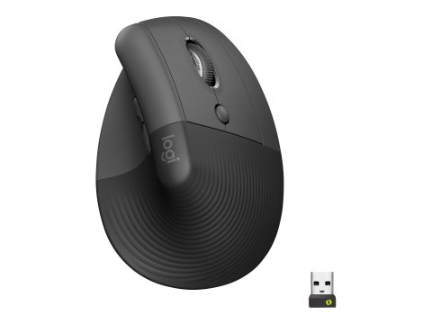 Logitech Lift for Business - Mysz pionowa - ergonomiczna - 6 przyciski - bezprzewodowa - Bluetooth, 2.4 GHz - odbiornik Logitech