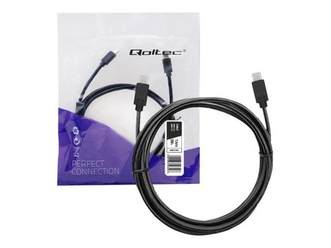 Qoltec - Kabel USB - USB-C (M) do USB-C (M) - USB 3.1 - 1.5 A - 1.4 m - czarny
