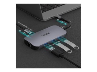 Unitek uHUB N9+ 9-in-1 - Stacja dokująca - dla notebook - USB-C - 9 gniazd - HDMI - 1GbE
