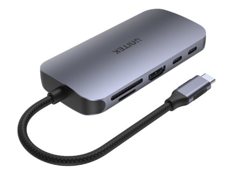 Unitek uHUB N9+ 9-in-1 - Stacja dokująca - dla notebook - USB-C - 9 gniazd - HDMI - 1GbE