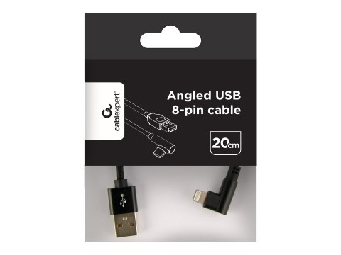 Cablexpert - Adapter złącza lightning - USB męski do Lightning męski kątowe - 20 cm - czarny