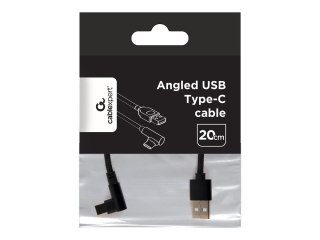 Cablexpert - Kabel USB - USB-C (M) kątowe do USB (M) - USB 2.0 - 2.1 A - 20 cm - czarny