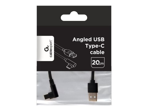 Cablexpert - Kabel USB - USB-C (M) kątowe do USB (M) - USB 2.0 - 2.1 A - 20 cm - czarny