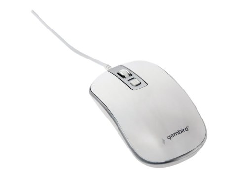 Gembird MUS-4B-06-WS - Mysz - optyczna - 4 przyciski - przewodowa - USB - biały, srebrny - blister