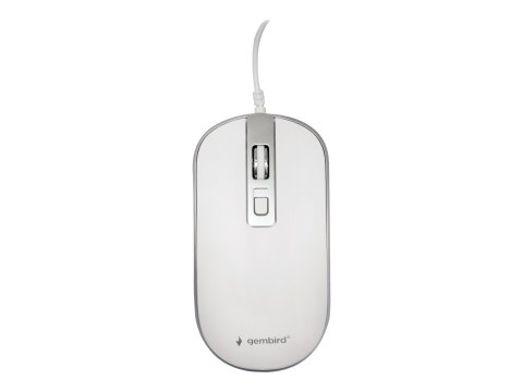 Gembird MUS-4B-06-WS - Mysz - optyczna - 4 przyciski - przewodowa - USB - biały, srebrny - blister