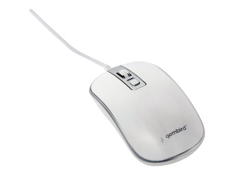 Gembird MUS-4B-06-WS - Mysz - optyczna - 4 przyciski - przewodowa - USB - biały, srebrny - blister